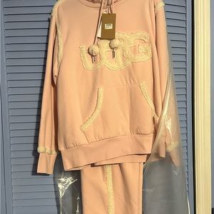 Pink UGG x TELFAR hoodie and sweatpants, size Large